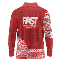 Samoa FAST Long Sleeve Polo Shirt Samoan Motif Patterns - Polynesian Pride