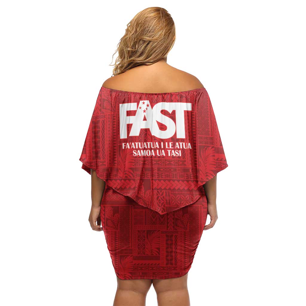 Samoa FAST Off Shoulder Short Dress Samoan Motif Patterns - Polynesian Pride