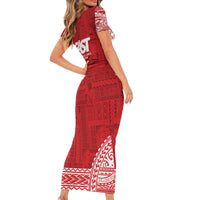 Samoa FAST Short Sleeve Bodycon Dress Samoan Motif Patterns LT9 - Polynesian Pride