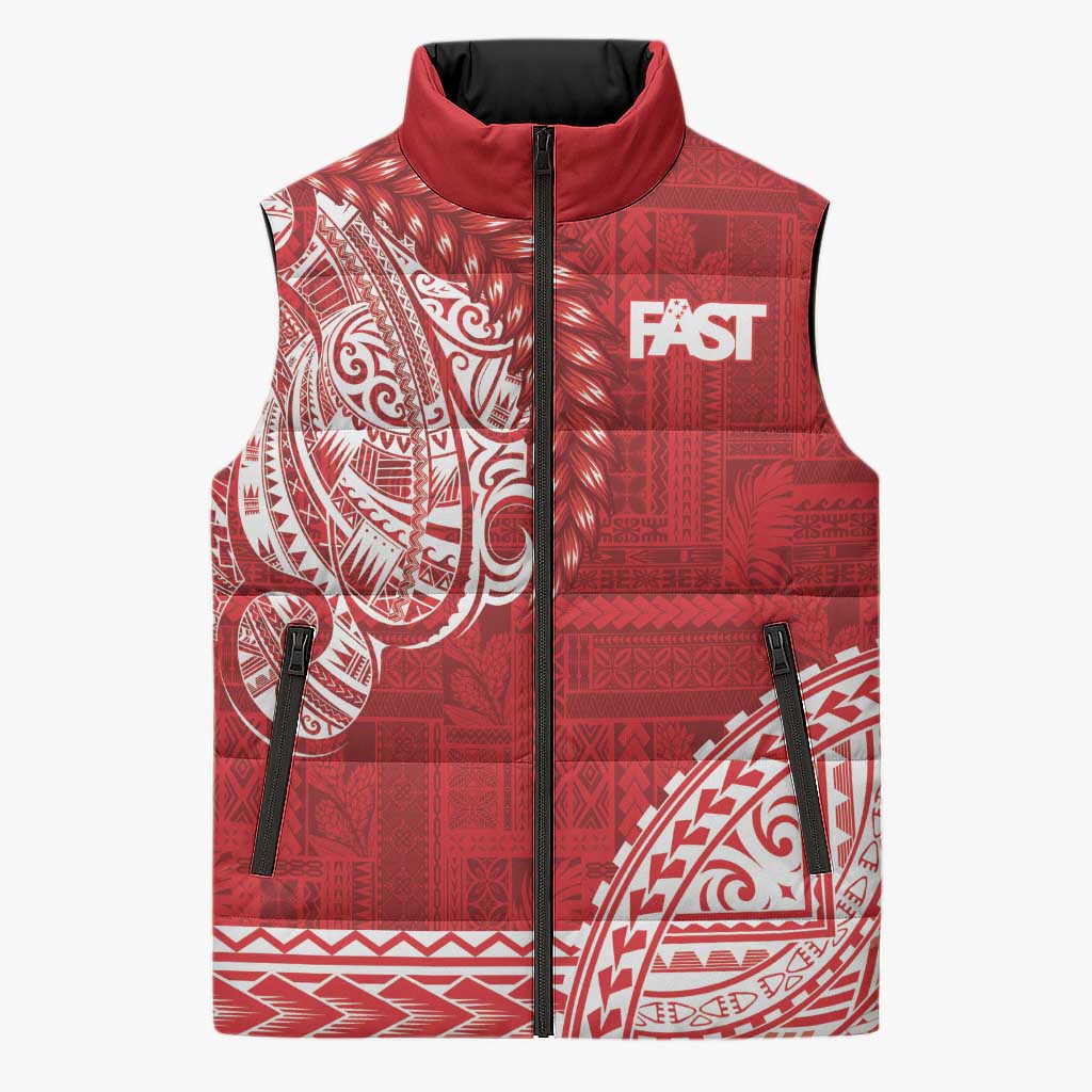 Samoa FAST Sleeveless Puffer Jacket Samoan Motif Patterns - Polynesian Pride