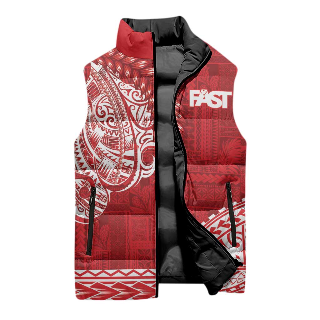 Samoa FAST Sleeveless Puffer Jacket Samoan Motif Patterns - Polynesian Pride