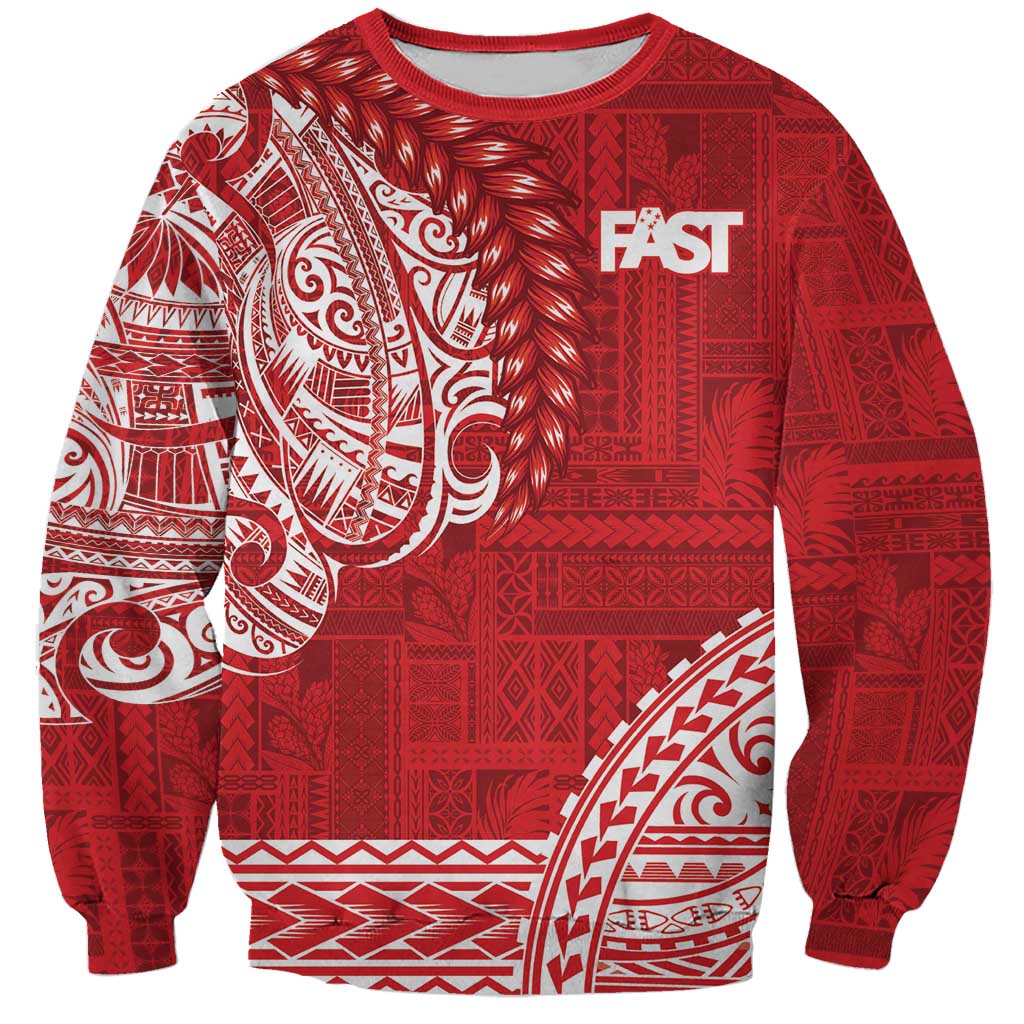 Samoa FAST Sweatshirt Samoan Motif Patterns LT9 Unisex Red - Polynesian Pride