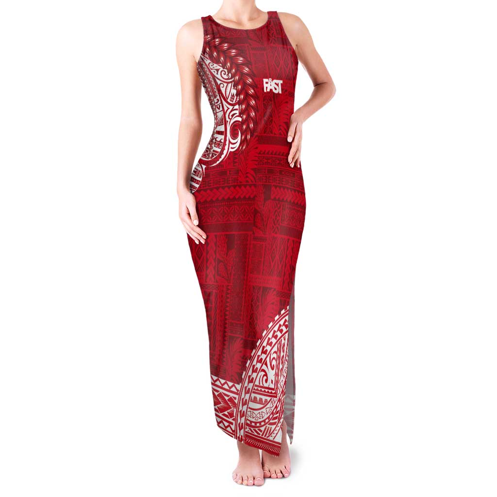 Samoa FAST Tank Maxi Dress Samoan Motif Patterns LT9 Women Red - Polynesian Pride