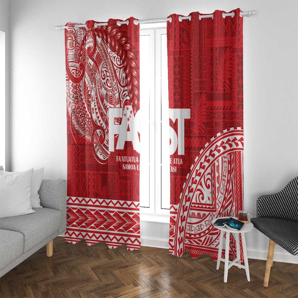 Samoa FAST Window Curtain Samoan Motif Patterns LT9 With Grommets Red - Polynesian Pride