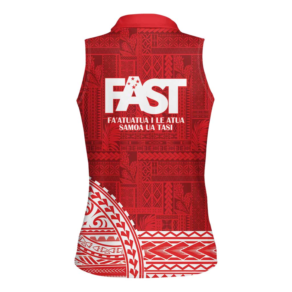 Samoa FAST Women Sleeveless Polo Shirt Samoan Motif Patterns - Polynesian Pride