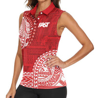 Samoa FAST Women Sleeveless Polo Shirt Samoan Motif Patterns - Polynesian Pride