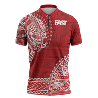 Samoa FAST Zipper Polo Shirt Samoan Motif Patterns - Polynesian Pride