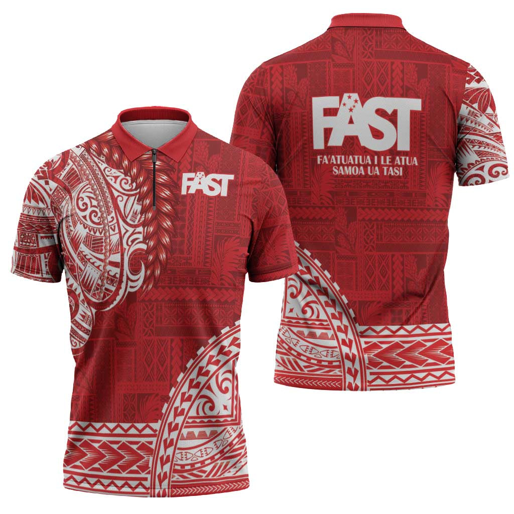 Samoa FAST Zipper Polo Shirt Samoan Motif Patterns - Polynesian Pride