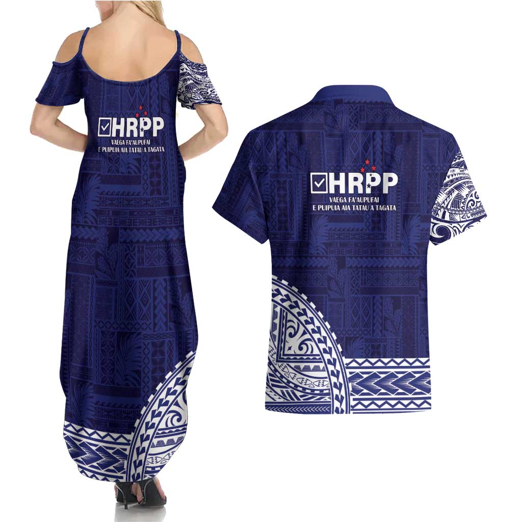 Samoa HRPP Couples Matching Summer Maxi Dress and Hawaiian Shirt Samoan Motif Patterns - Polynesian Pride