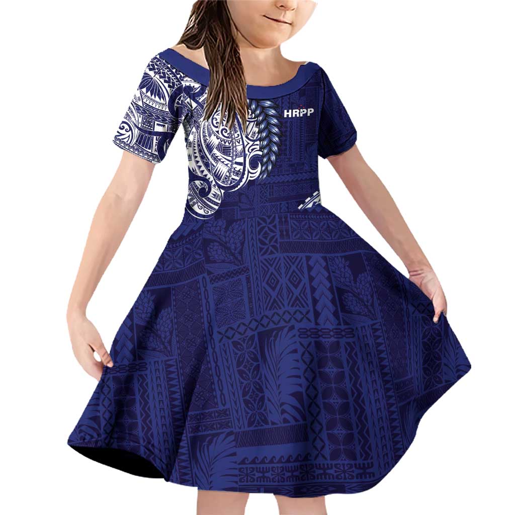 Samoa HRPP Family Matching Off Shoulder Short Dress and Hawaiian Shirt Samoan Motif Patterns - Polynesian Pride