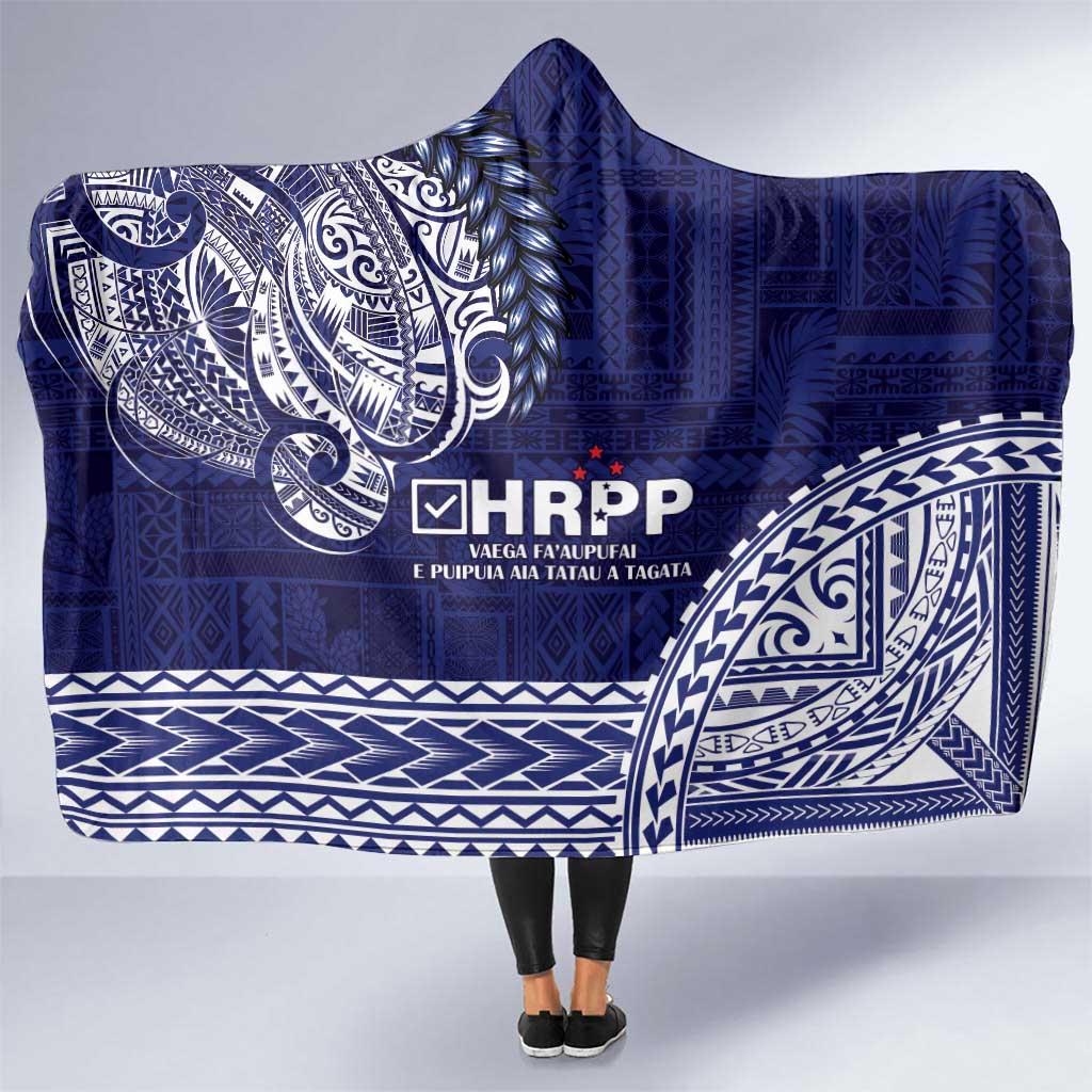 Samoa HRPP Hooded Blanket Samoan Motif Patterns LT9 One Size Blue - Polynesian Pride