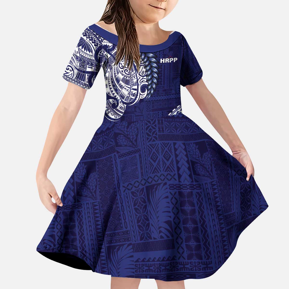 Samoa HRPP Kid Short Sleeve Dress Samoan Motif Patterns - Polynesian Pride