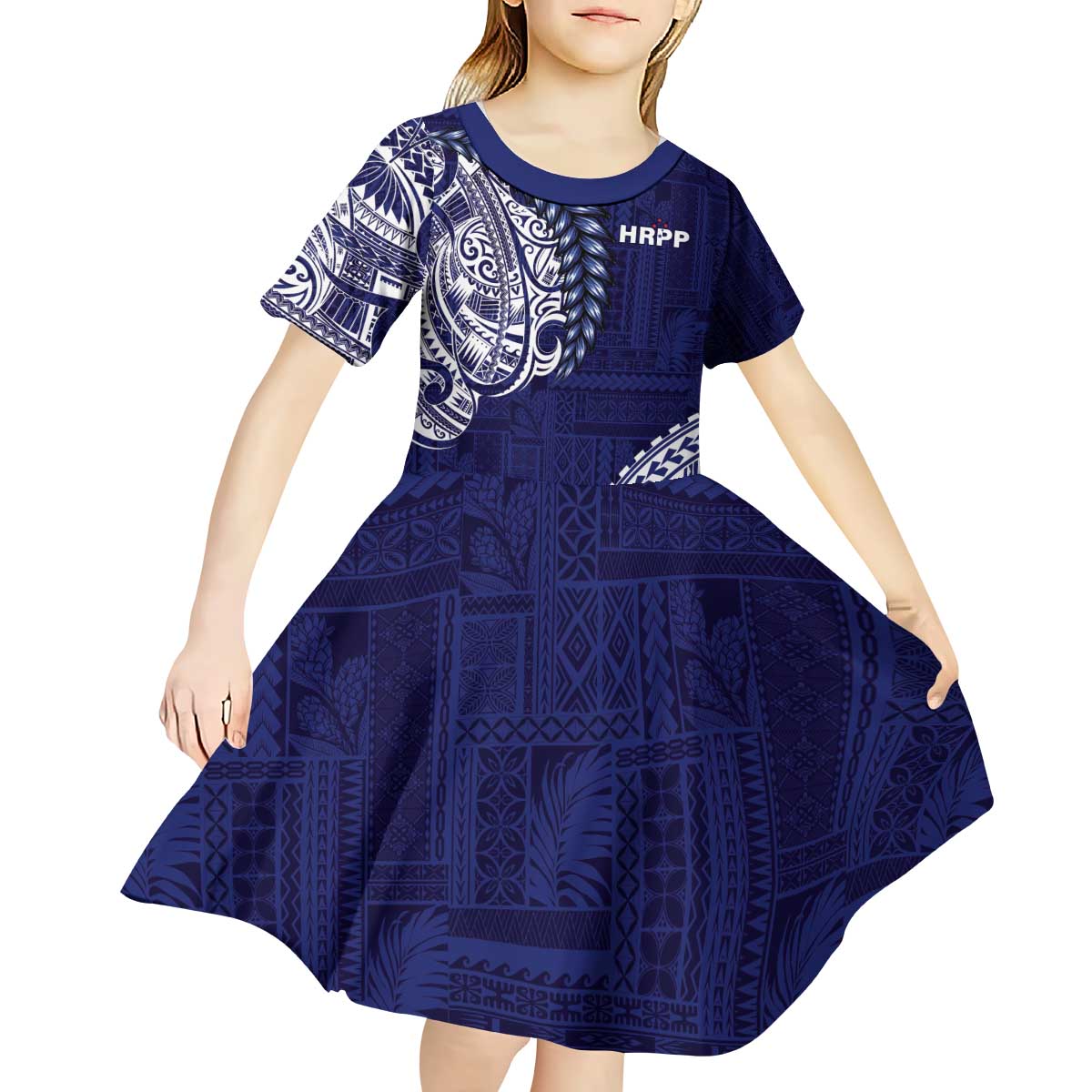 Samoa HRPP Kid Short Sleeve Dress Samoan Motif Patterns - Polynesian Pride