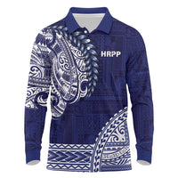 Samoa HRPP Long Sleeve Polo Shirt Samoan Motif Patterns - Polynesian Pride