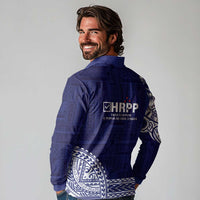 Samoa HRPP Long Sleeve Polo Shirt Samoan Motif Patterns - Polynesian Pride
