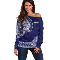 Samoa HRPP Off Shoulder Sweater Samoan Motif Patterns - Polynesian Pride