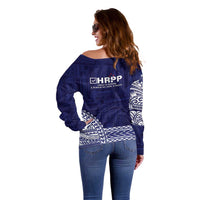 Samoa HRPP Off Shoulder Sweater Samoan Motif Patterns - Polynesian Pride