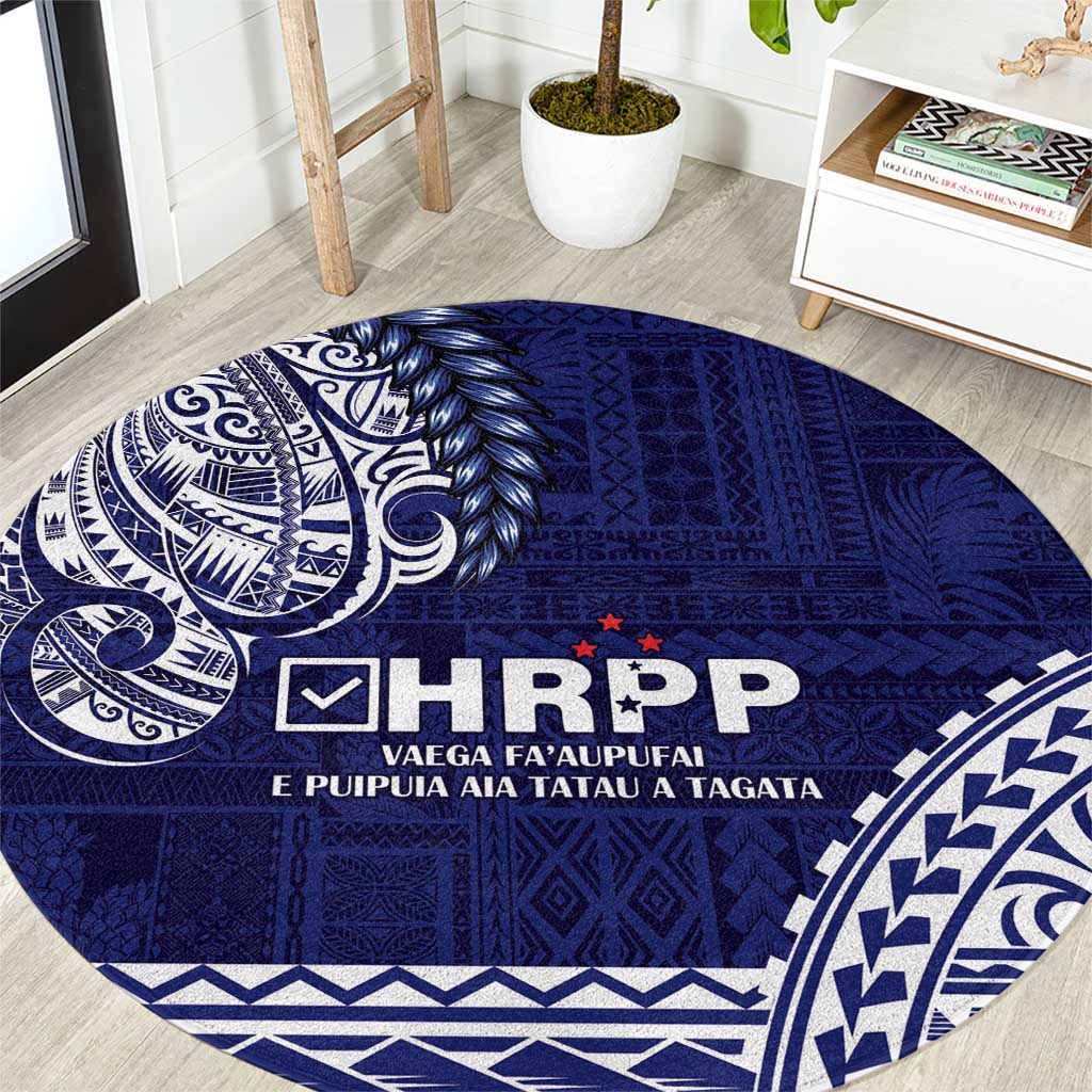 Samoa HRPP Round Carpet Samoan Motif Patterns LT9 Blue - Polynesian Pride