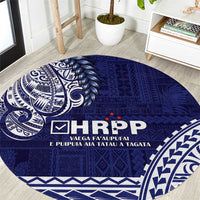 Samoa HRPP Round Carpet Samoan Motif Patterns LT9 Blue - Polynesian Pride