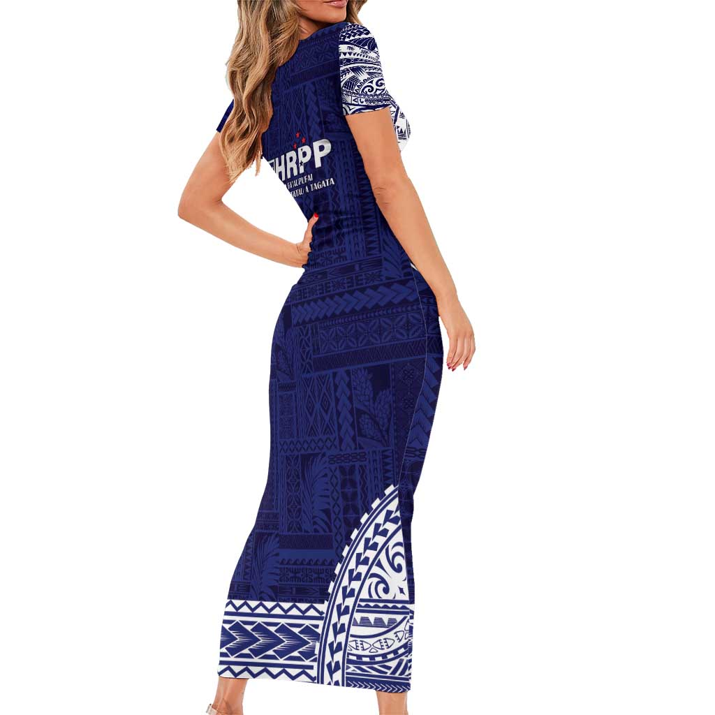 Samoa HRPP Short Sleeve Bodycon Dress Samoan Motif Patterns - Polynesian Pride