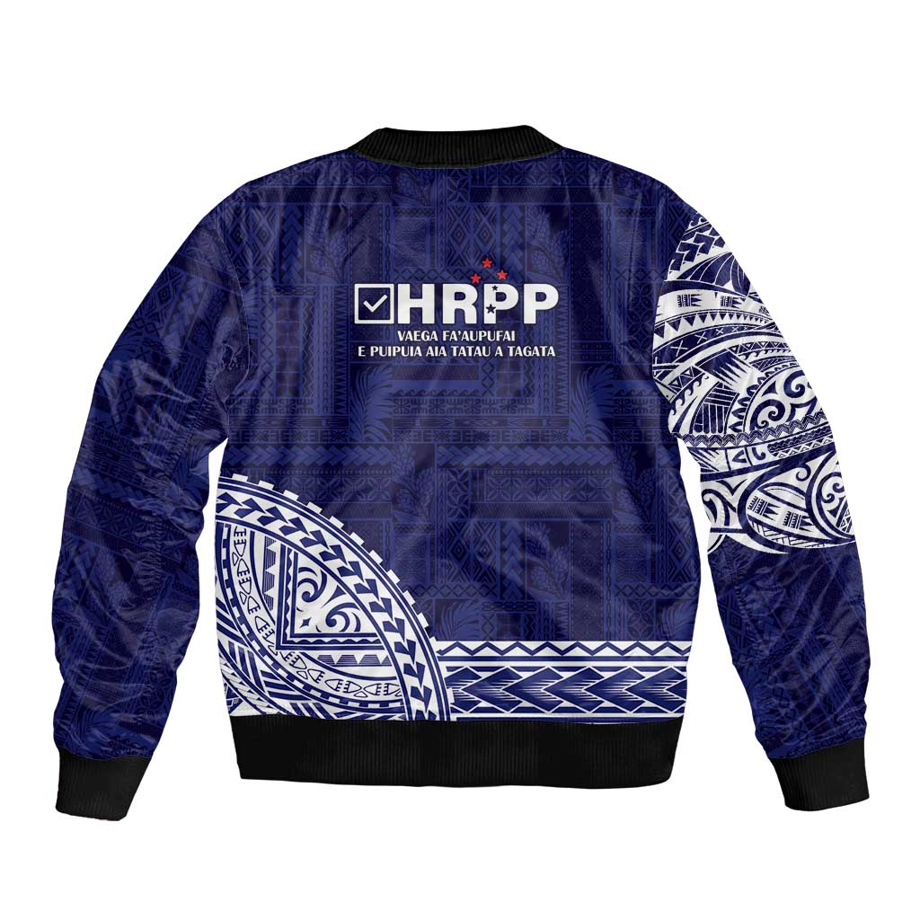 Samoa HRPP Sleeve Zip Bomber Jacket Samoan Motif Patterns LT9 - Polynesian Pride