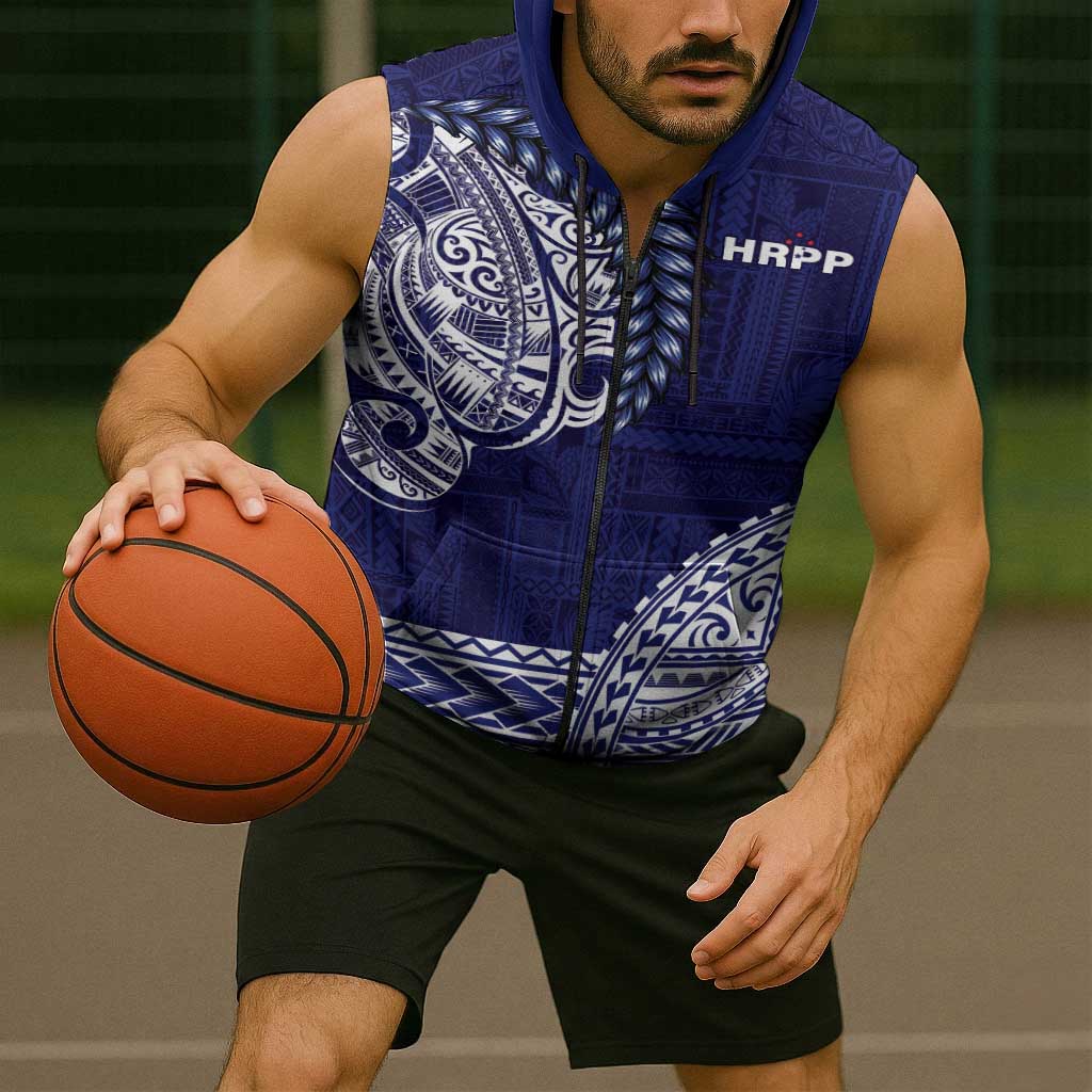 Samoa HRPP Sleeveless Zip Hoodie Samoan Motif Patterns - Polynesian Pride