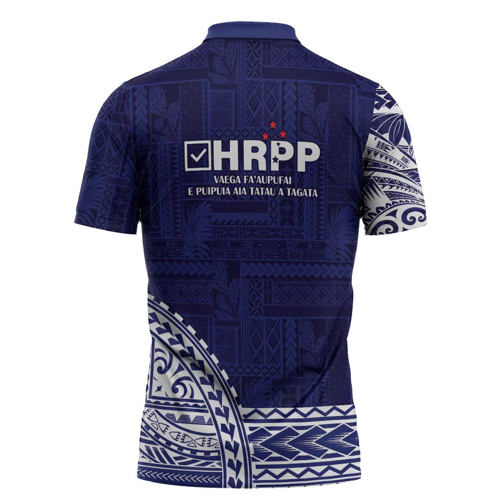 Samoa HRPP Zipper Polo Shirt Samoan Motif Patterns - Polynesian Pride