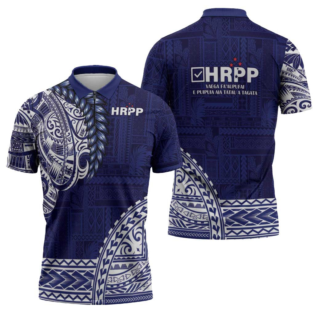 Samoa HRPP Zipper Polo Shirt Samoan Motif Patterns - Polynesian Pride