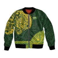 Samoa SUP Bomber Jacket Samoan Motif Patterns LT9 Unisex Green - Polynesian Pride