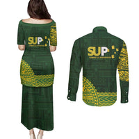 Samoa SUP Couples Matching Puletasi and Long Sleeve Button Shirt Samoan Motif Patterns LT9 - Polynesian Pride