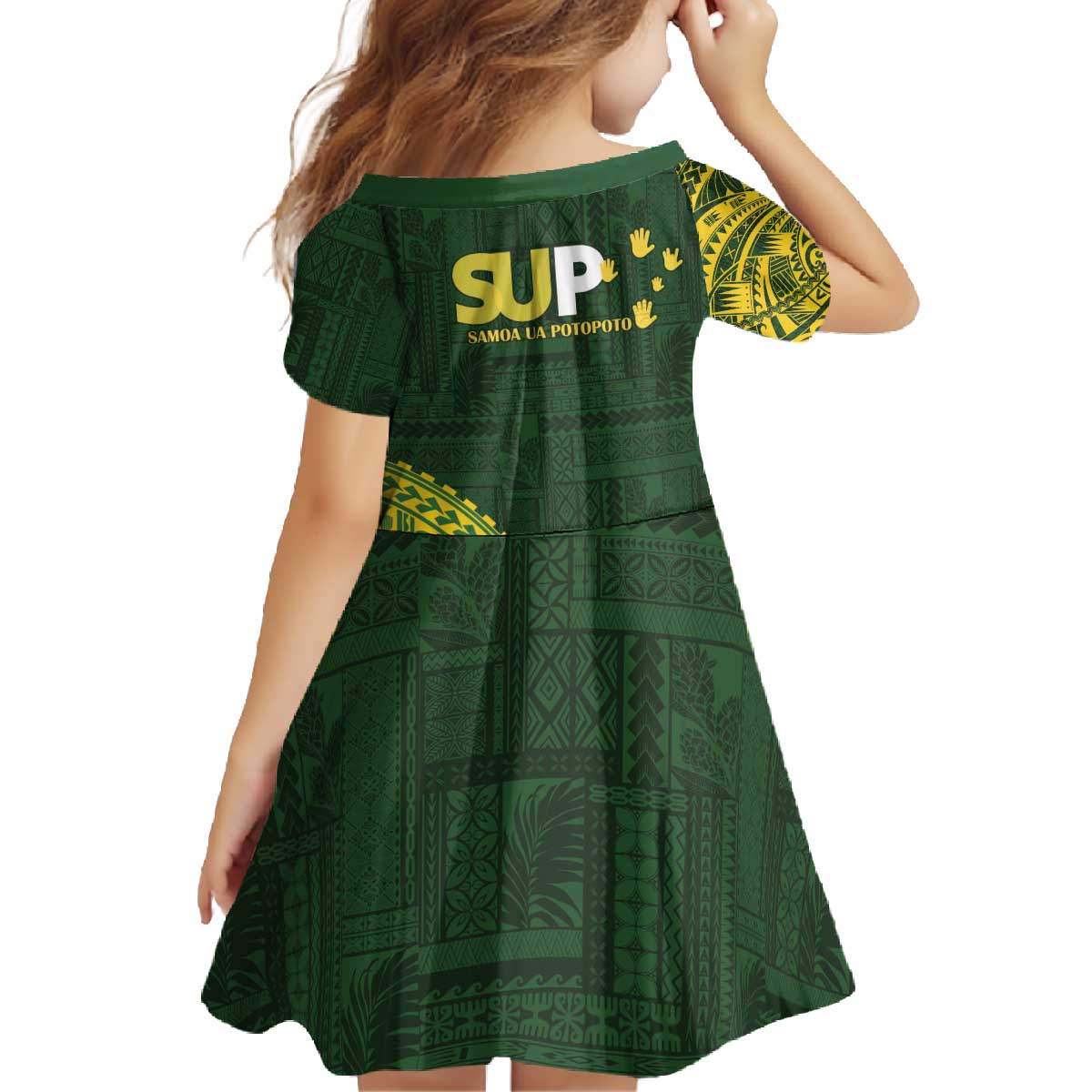 Samoa SUP Family Matching Off The Shoulder Long Sleeve Dress and Hawaiian Shirt Samoan Motif Patterns - Polynesian Pride