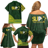 Samoa SUP Family Matching Off Shoulder Short Dress and Hawaiian Shirt Samoan Motif Patterns - Polynesian Pride