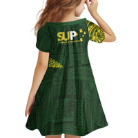 Samoa SUP Kid Short Sleeve Dress Samoan Motif Patterns - Polynesian Pride