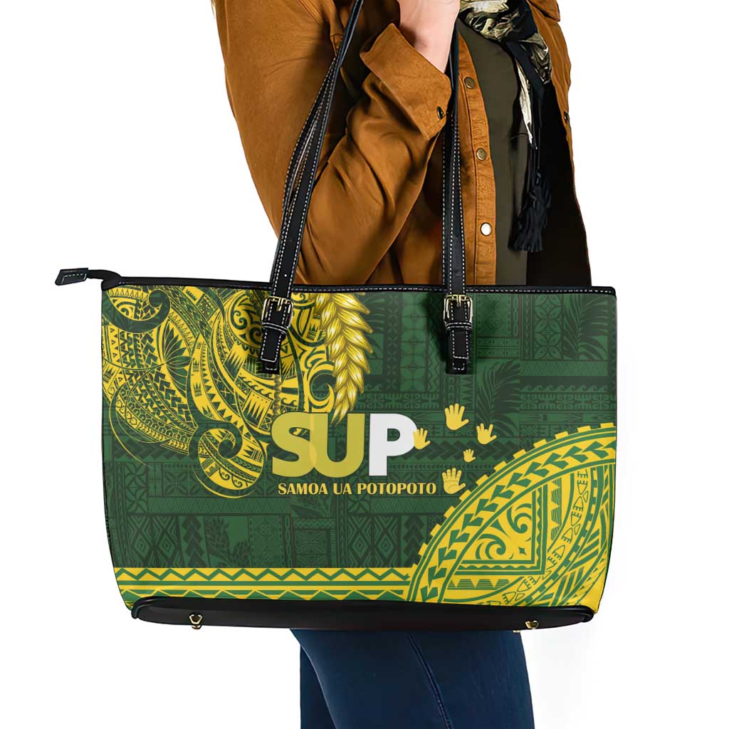 Samoa SUP Leather Tote Bag Samoan Motif Patterns LT9 - Polynesian Pride
