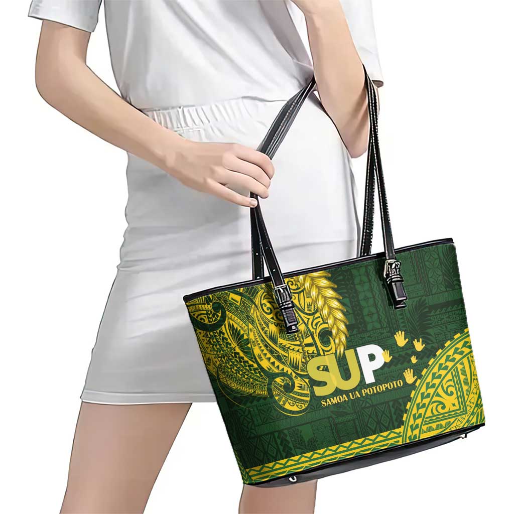 Samoa SUP Leather Tote Bag Samoan Motif Patterns LT9 - Polynesian Pride