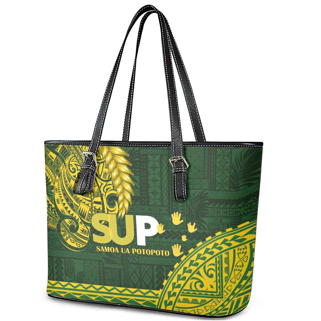 Samoa SUP Leather Tote Bag Samoan Motif Patterns LT9 - Polynesian Pride