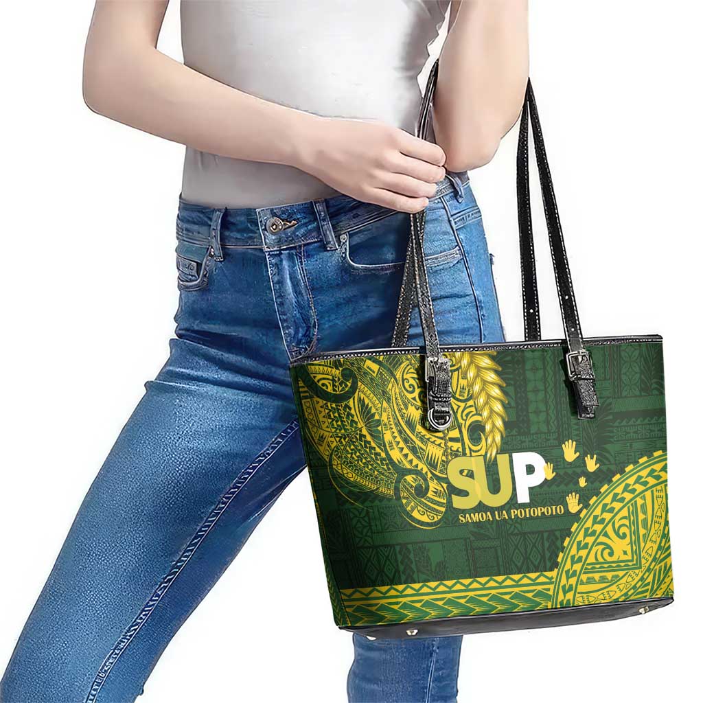Samoa SUP Leather Tote Bag Samoan Motif Patterns LT9 - Polynesian Pride