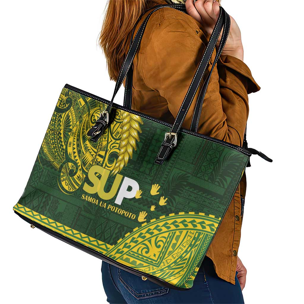 Samoa SUP Leather Tote Bag Samoan Motif Patterns LT9 - Polynesian Pride