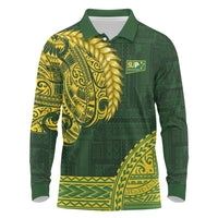 Samoa SUP Long Sleeve Polo Shirt Samoan Motif Patterns - Polynesian Pride