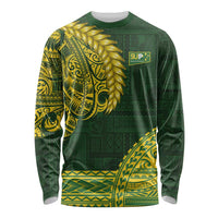 Samoa SUP Long Sleeve Shirt Samoan Motif Patterns LT9 Unisex Green - Polynesian Pride