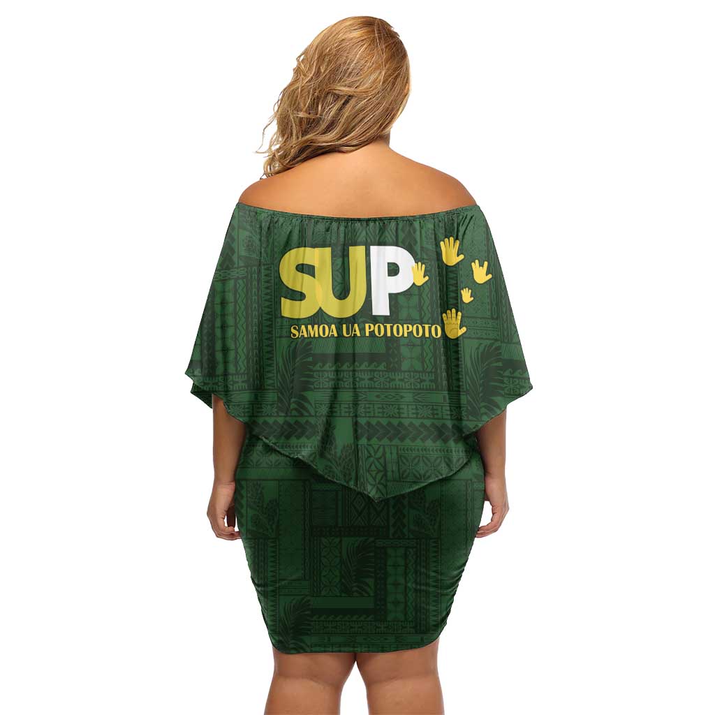 Samoa SUP Off Shoulder Short Dress Samoan Motif Patterns - Polynesian Pride