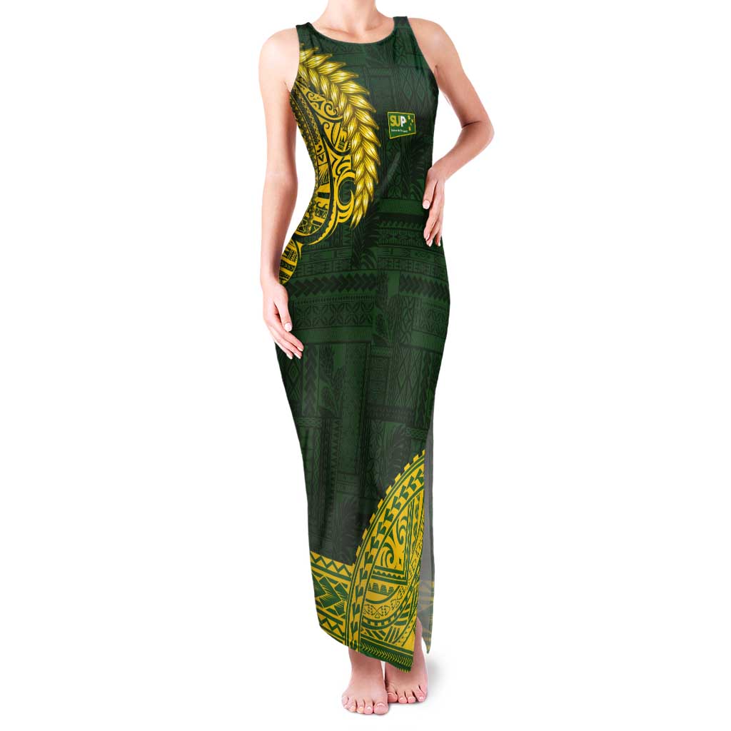 Samoa SUP Tank Maxi Dress Samoan Motif Patterns LT9 Women Green - Polynesian Pride