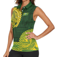 Samoa SUP Women Sleeveless Polo Shirt Samoan Motif Patterns - Polynesian Pride