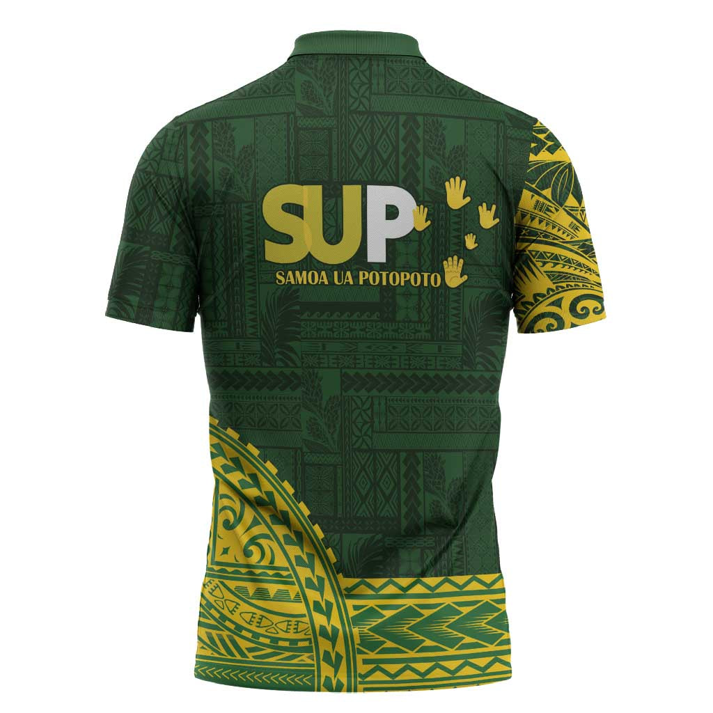 Samoa SUP Zipper Polo Shirt Samoan Motif Patterns - Polynesian Pride