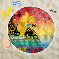 Personalised Torba PNG Day Beach Blanket Oro Tapa Pattern LT9 One Size 150cm Green - Polynesian Pride