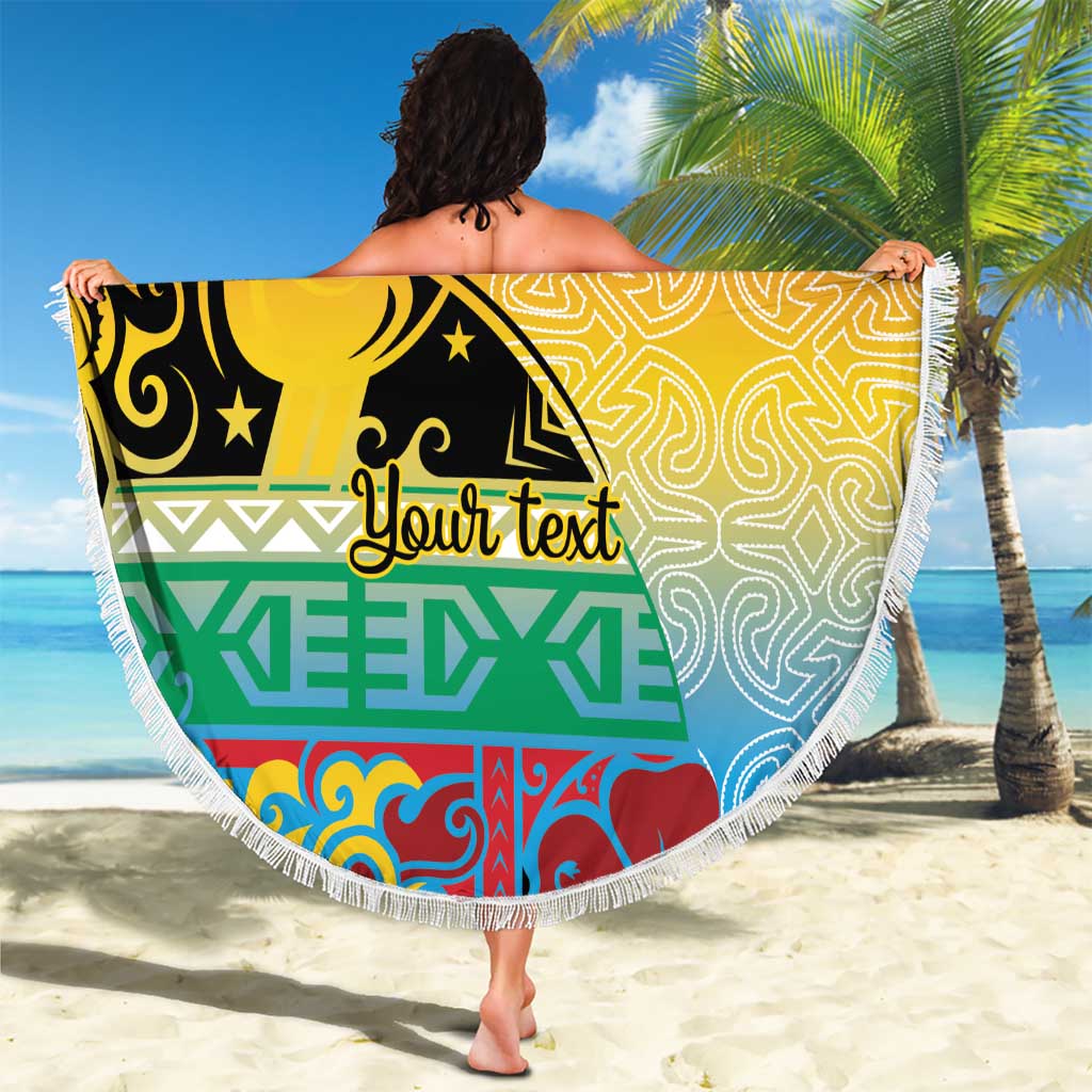 Personalised Torba PNG Day Beach Blanket Oro Tapa Pattern LT9 - Polynesian Pride