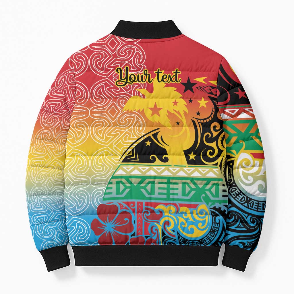 Personalised Torba PNG Day Bomber Puffer Jacket Oro Tapa Pattern LT9 - Polynesian Pride