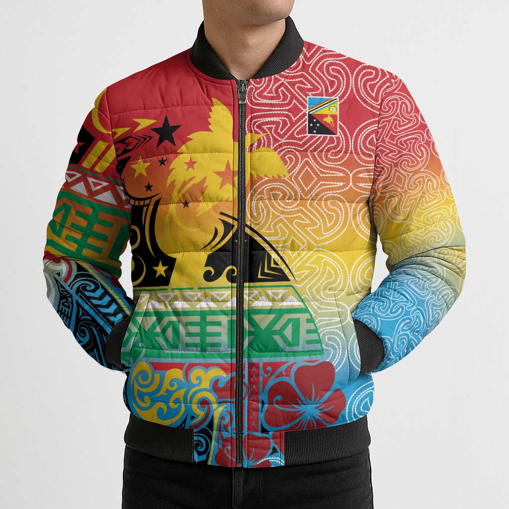 Personalised Torba PNG Day Bomber Puffer Jacket Oro Tapa Pattern LT9 - Polynesian Pride