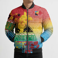 Personalised Torba PNG Day Bomber Puffer Jacket Oro Tapa Pattern LT9 - Polynesian Pride