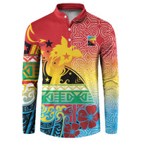 Personalised Torba PNG Day Button Sweatshirt Oro Tapa Pattern LT9 Green - Polynesian Pride